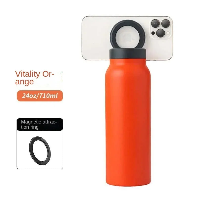 Sports Water Bottle With Magnetic Phone Holder