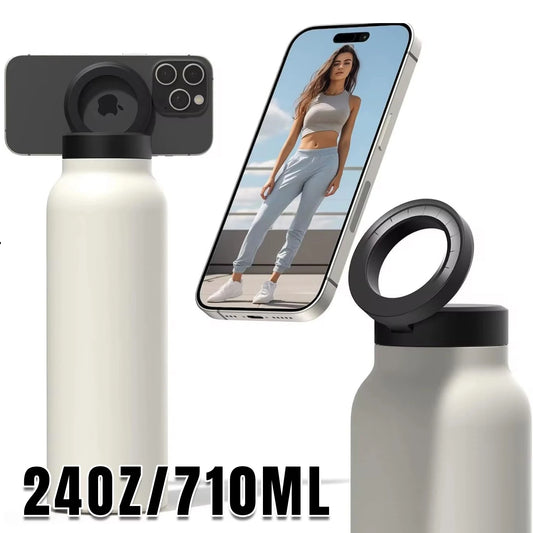 Sports Water Bottle With Magnetic Phone Holder