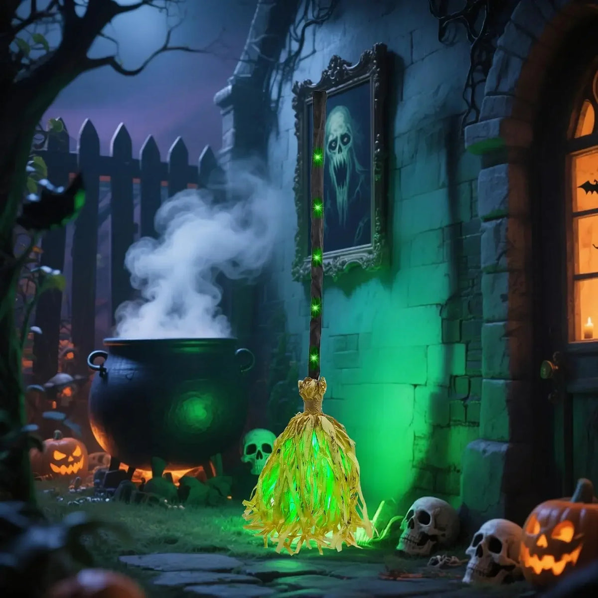 Spooky Witch Broom™ – Animated Halloween Decoration