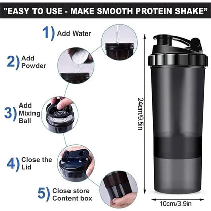 3-Layer Protein Shaker Bottle